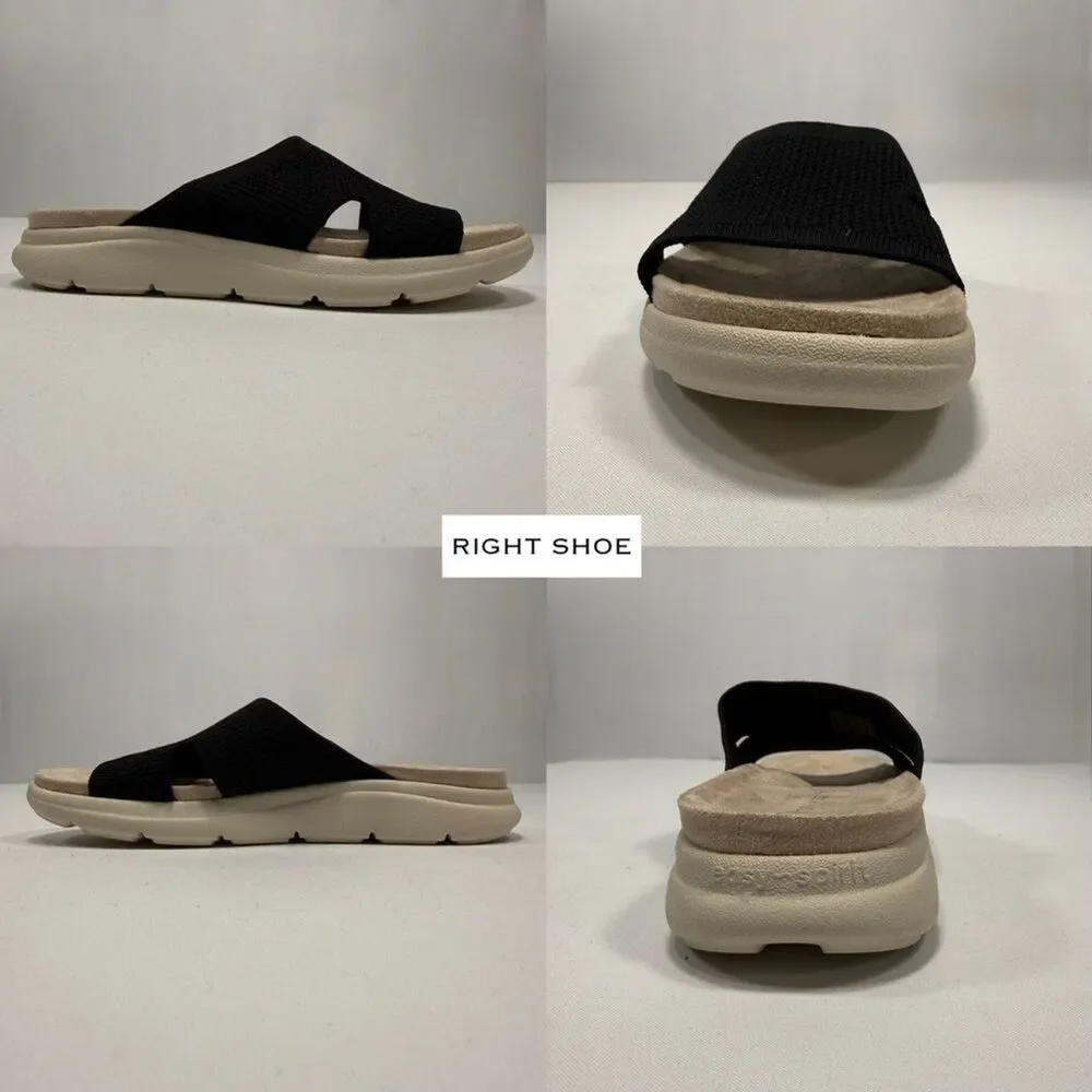 Knit Slide Sandal Easy‎ Spirit Black Textile Open Toe Size 10M